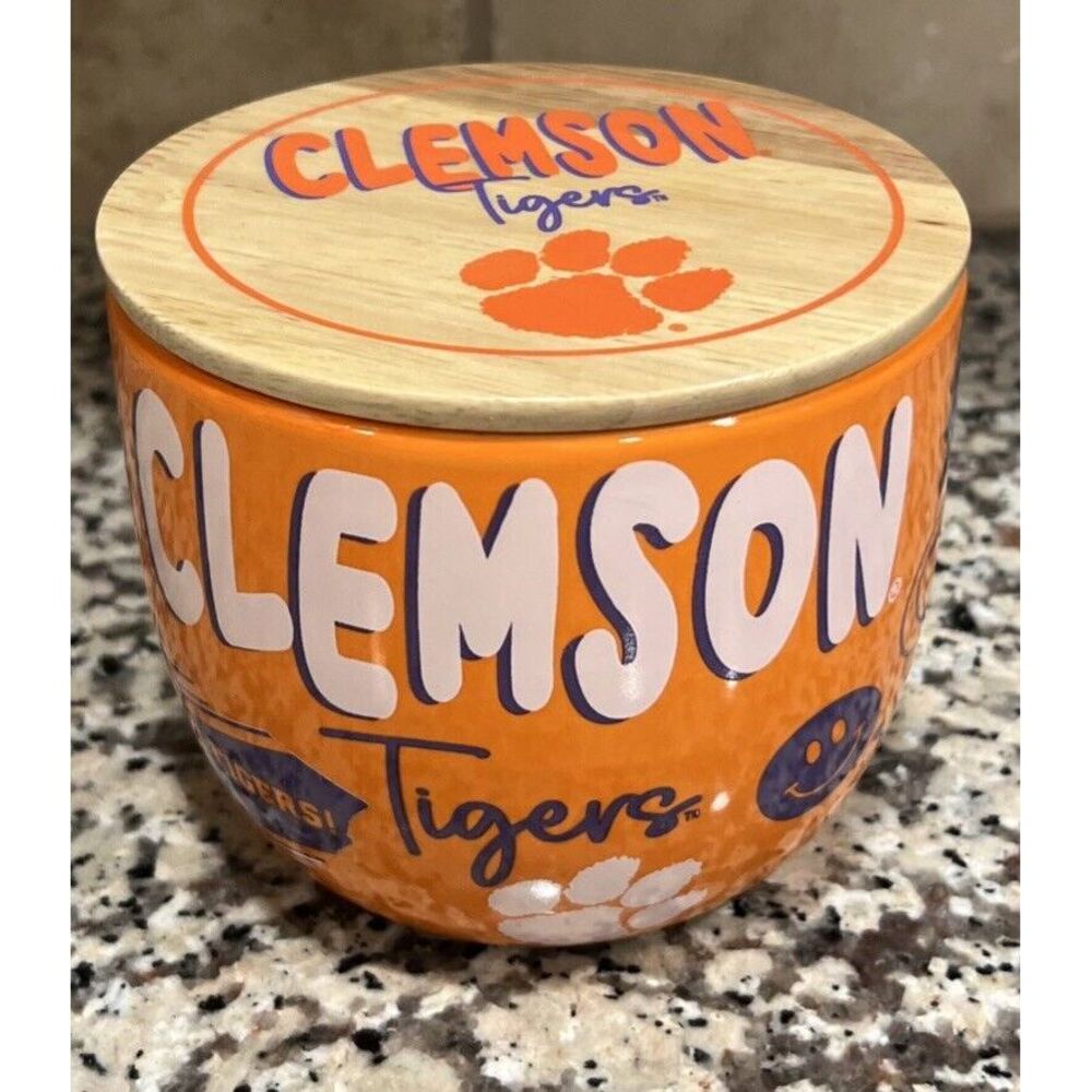 New Pegasus Clemson Tigers Wood Lid 3 Wick Large Candle Cedarwood All Over Print